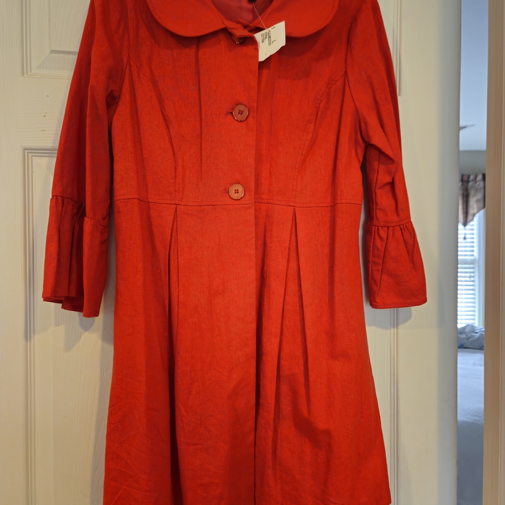Nine West Vibrant Red Trench Coat